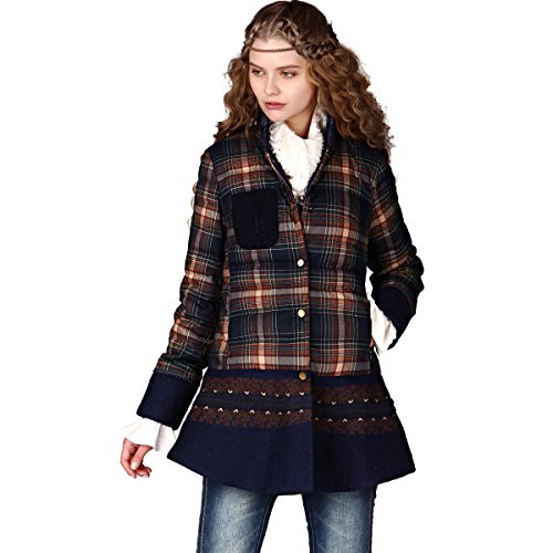 (アートカー)Artka オリジナルデザイン レディーズチェック柄スタンドカラーダウンコート ZK15941D