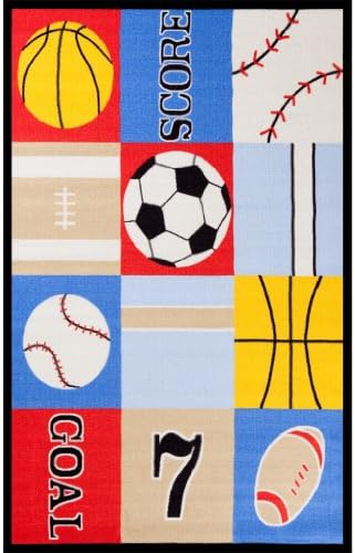 Kids Collection- Sport Design, Fun Patterns Area Rug for Children's Rooms 4'5"X6'1"