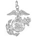 Sterling Silver Eagle Globe & Anchor U.S. Marines EGA Pendant, 1 1/8 inch tall