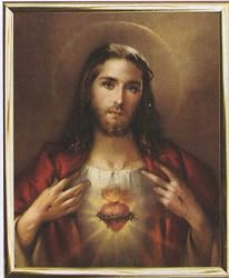 Sacred Heart of Jesus Framed Art, 8" x 10" - MADE IN ITALY