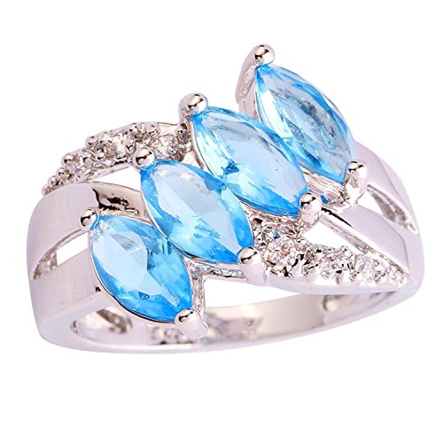 Psiroy Women's 925 Sterling Silver 1cttw Blue Topaz Filled Ring