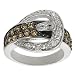 Tressa Silvertone Orange and White Round-cut Cubic Zirconia Buckle Ring