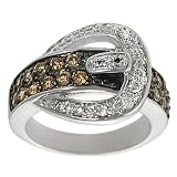 Tressa Silvertone Orange and White Round-cut Cubic Zirconia Buckle Ring