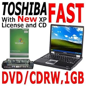 Toshiba Super Fast WiFi Laptop w/Free Docking Station, 1GB (Gigabyte) RAM, 40GB Hard Drive, Built-In WiFi Wireless, DVD Player, CD Burner/Recorder, Intel P4 Mobile (M) Processor, SD Memory Card Reader, USB 2.0, XP Notebook Computer