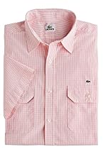 Short Sleeve Windowpane Check Woven Shirt With Double Flap Pockets