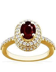 18K Yellow Gold Oval Cut Ruby Ring With Sidestones (GIA Certificate)
