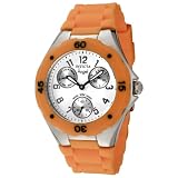 Invicta Women's 0696 Angel Collection Multi-Function Stainless Steel Orange Polyurethane Watch
