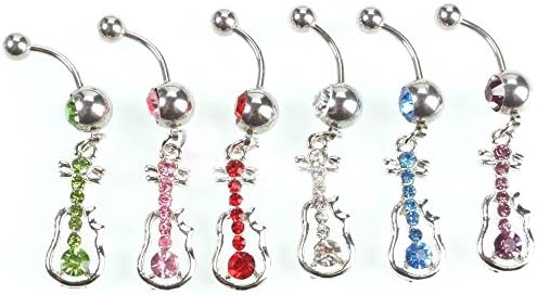 Primepanda Necklace - 10Pcs Cello Shape Design Crystal Belly Button Ring Color Random