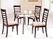 5 pc metal and glass dining table set with wood trim legs and wood chairs