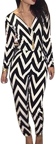 Your Gallery Women's Sexy Open Back Cheveron Geometric Pattern V-neck Jumpsuit L