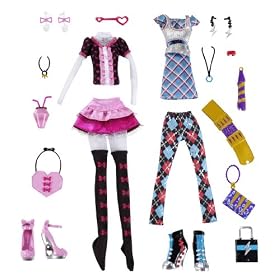 MATTEL MONSTER HIGH lot de 2 tenues pour draculaura et frankie stein + chaussures sacs accessoires - vendu sans poup�e