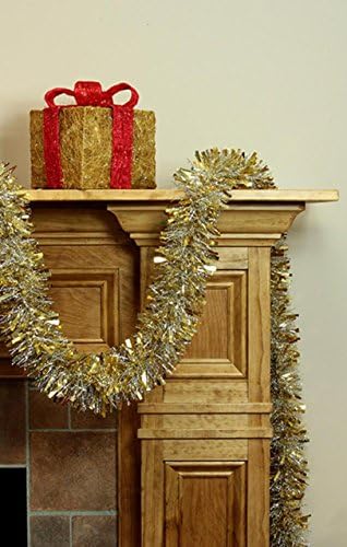12' Soft and Sassy Gold and Silver Wide Cut Christmas Tinsel Garland - Unlit(Pack of 2)