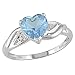10K White Gold .01 ctw Diamond and Blue Topaz Heart Ring