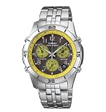 Casio Solar Atomic Waveceptor Chronograph Black & Yellow Stainless Bracelet Casio Solar Atomic Waveceptor Chronograph - Black & Yellow - Stainless Bracelet