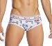 Ginch Gonch Men's Lewd Lube Low Rise Brief,White/Red/Blue,Medium