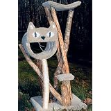 3 Level Rustic Cat Tree with Cat Face : Color BEIGE : Leg Covering NO SISAL ROPE : Size 1...