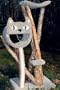 3 Level Rustic Cat Tree with Cat Face : Color BEIGE : Leg Covering SISAL ON TWO LEGS : Size 1 CRADLE, 1 CAT FACE, 1 MINI STEP