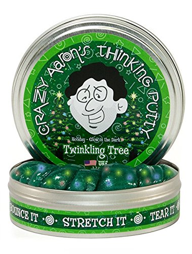Crazy Aaron s Thinking Putty - Twinkling Tree with Blacklight Keychain