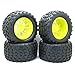 4x RC 1/10 Scale Car Monster Truck Type Tires Gravel w/ 5 Spokes Wheel Rim Yellow RC Parts