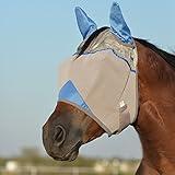 Cashel Crusader Standard Fly Mask with Ears and Blue Trim, Benefit Wounded Warriors - All Sizes