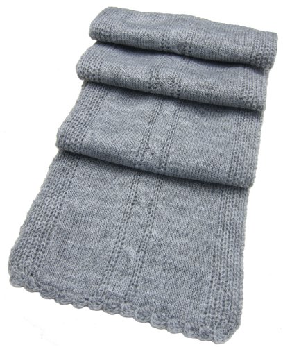 Handmade Soft Alpaca Natural Fiber Scarf - Marble Gray (Hand-crocheted Border/extra Long)