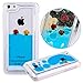 iPhone 5C Case,Clear Plastic 3D Flowing Liquid Swimming Fish Case for iPhone 5C,UZZO Creative Design Funny 3D Dynamic Liquid Fish Clear Bumper Plastic Hard Case Shell Back Case for iPhone 5C - Blue