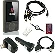 Microsoft Zune 80GB / 120GB Silicone Skin (SMOKE) w/ AV Audio Visual / Video Cable, USB 2in1 Sync and Charging Cable along with universal USB Car and Wall / Travel Chargers, Screen Guard / Protector and a Auxiliary 3.5mm to 3.5mm MP3 Jack Cable
