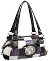 KATHY Van Zeeland Patched Up Satchel,White Purple,one size