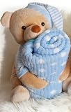 Produkt-Bild: Niedlicher Teddy / Kuscheltier mit Schmusedecke / Kuscheldecke blau 80x120 NEU
