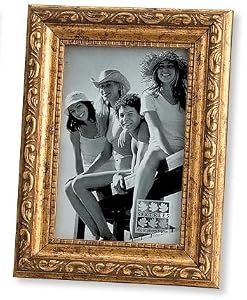 Baroque Golden Ornate Scrollwork Picture Frame With Contrasted Inner Beading 8x10