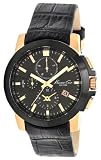 Kenneth Cole #KC1816 Men's Black IP Leather Strap Chronograph Watch