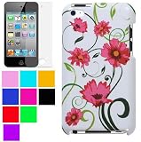 Fashion Design Cover for iPod touch 4th gen for New Ipod Touch 4th Generation with Camera Suitable for 8G 32G 64G + New Ipod Touch 4G Clear Screen Protector , Spring Flower