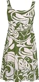 Empire Tie Front Short Tank - Bold Beach Botanic II Empire Waist Scoop Square Neck Knee Length Hawaiian Aloha Pullover Dress - Regular and Plus Size