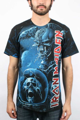  Iron Maiden - Mens Blue Final Frontier Album Ao T-Shirt In Black