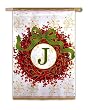 Monogram Holiday Wreath Regular Size Flag J