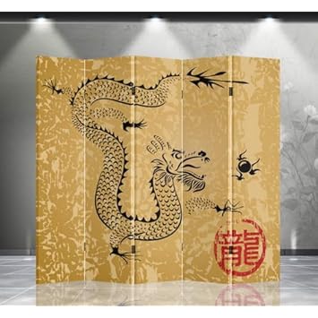 Double Sided Canvas Screen Room Divider - Dragon