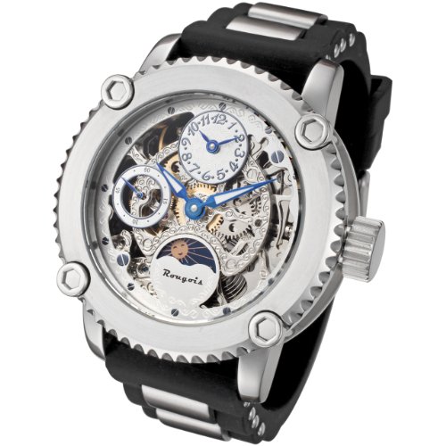Rougois Skeleton Two Time Zone Mechanical Watch Silver Dial Rougois Skeleton Two Time Zone Mechanical Watch Silver Dial
