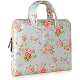 Onite 11.6'' 12'' Ladies' Printing UltraPortable Handle Carrying Portfolio PU Leather Waterproof Sleeve Case Bag for HP Stream 11, HP Acer Samsung Dell Asus Toshiba Google 11.6 inch Chromebook, Lenovo Yoga 2, Macbook Laptop / Ultrabook / Tablets for Girls (11.6-12'', Flower)