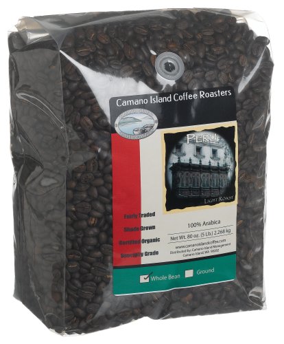 Camano Island Coffee Roasters Peru, Light Roast, Whole Bean, 5 Pound Bag by Camano Island Coffee Roasters