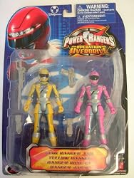 Disney Power Rangers Figurine Playset - Pink Ranger and Yellow Ranger Figures with Detacheable Weapon Gear