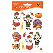 Pilgrim & Turkey Stickers   (4 Shs/Pkg)
