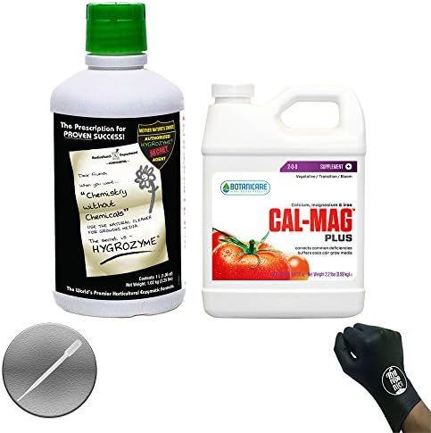 2 Pack Bundle: 1 Liter Sipco Hygrozyme &amp; 1 Quart Botanicare Cal-Mag Plus + THCity Gloves &amp; Pipette