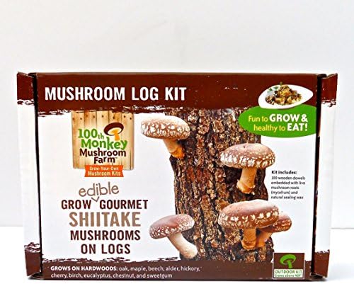 100th Monkey Mushroom Farm - Shitake Mushroom Log Kit - Grow Your Own Gourmet Shitake Mushrooms in Your Front or Back Yard