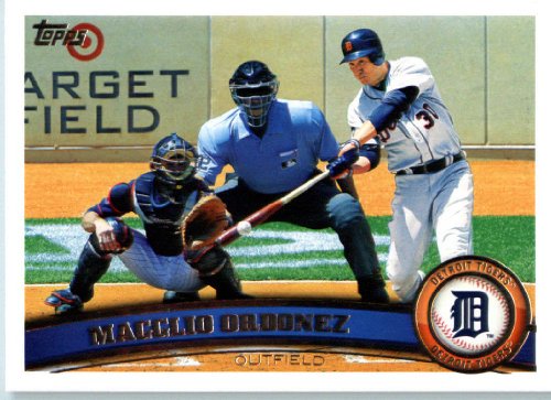 2011 Topps Baseball Card #181 Magglio Ordonez - Detroit Tigers - MLB Trading Card In A Protective Screwdown Case