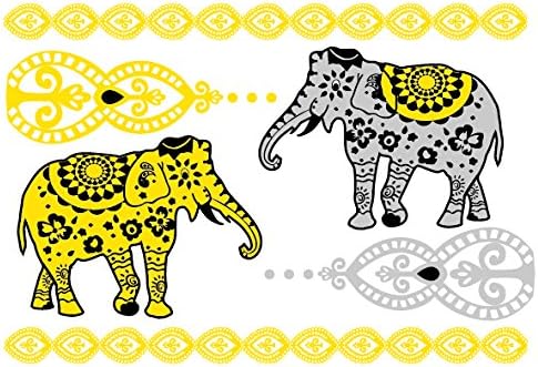 Gold, Silver & Black Temporary Metallic Tattoos, Like Flash Tats - 1 Sheet