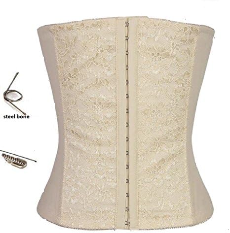 Grace Shapewear Women's Steel Bone Waist Training Corset Top for Weight Loss Champagne XXL