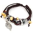Leaf Pendant Pandora Beads Leather Bracelet Adjustable Wirstband