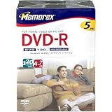 Memorex 4.7GB/120-Minute DVD-R Media (5-Pack in Movie Cases)