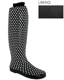 Capelli New York Shiny Polka Dot Printed Ladies Slouchy Body Rubber Rain Boot Black Combo 9