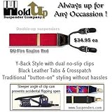 Fire Engine Red dual clip Holdup suspenders